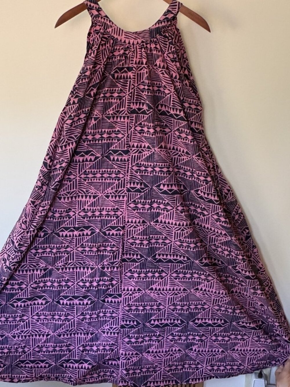 Noa Noa Batik Print Halter Dress, Navy and Pink, All Cotton, Size M